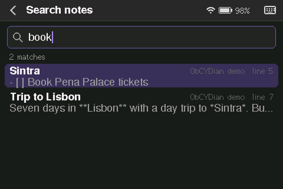 Full-text search results