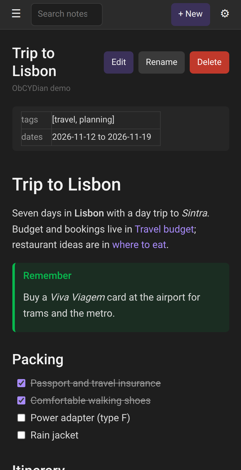 Web app on a phone